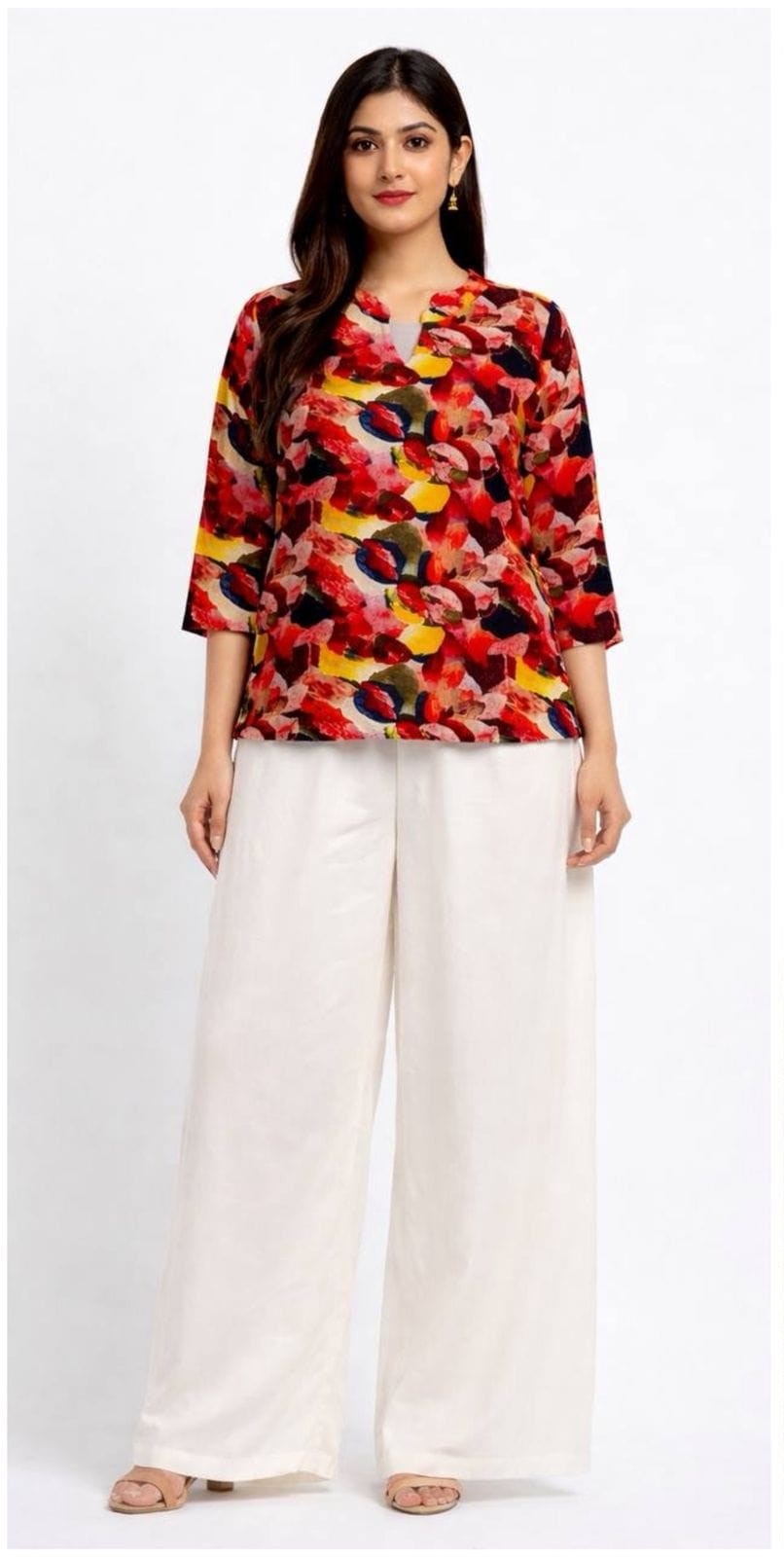 Zamkudi Scarlet Splash Co-ord Set – Multicolor Red